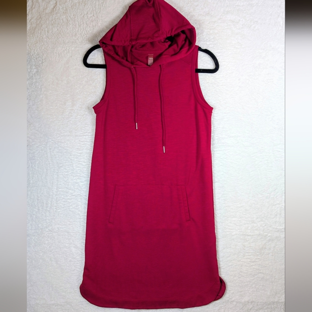 160.Hyba Sleeveless Red Hoodie Dress